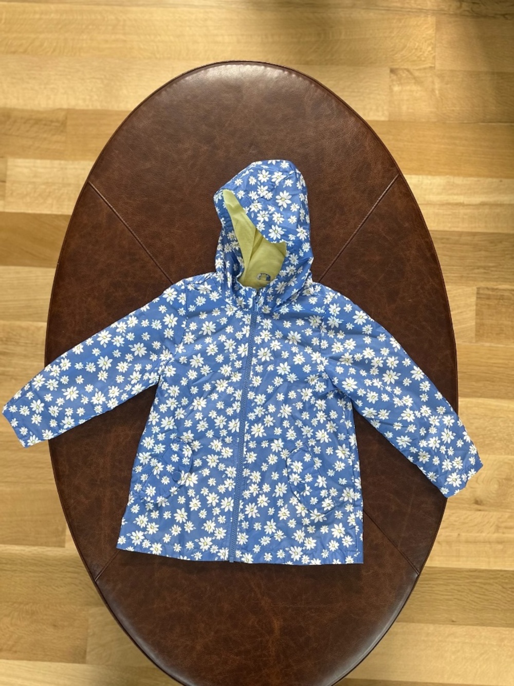 Carter's Girls Blue Floral Daisy Hooded Rain Jacket Medium 5-6